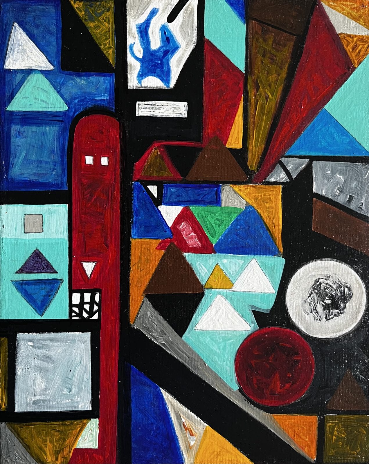 Ciudad de Triángulos, Acrylic on board