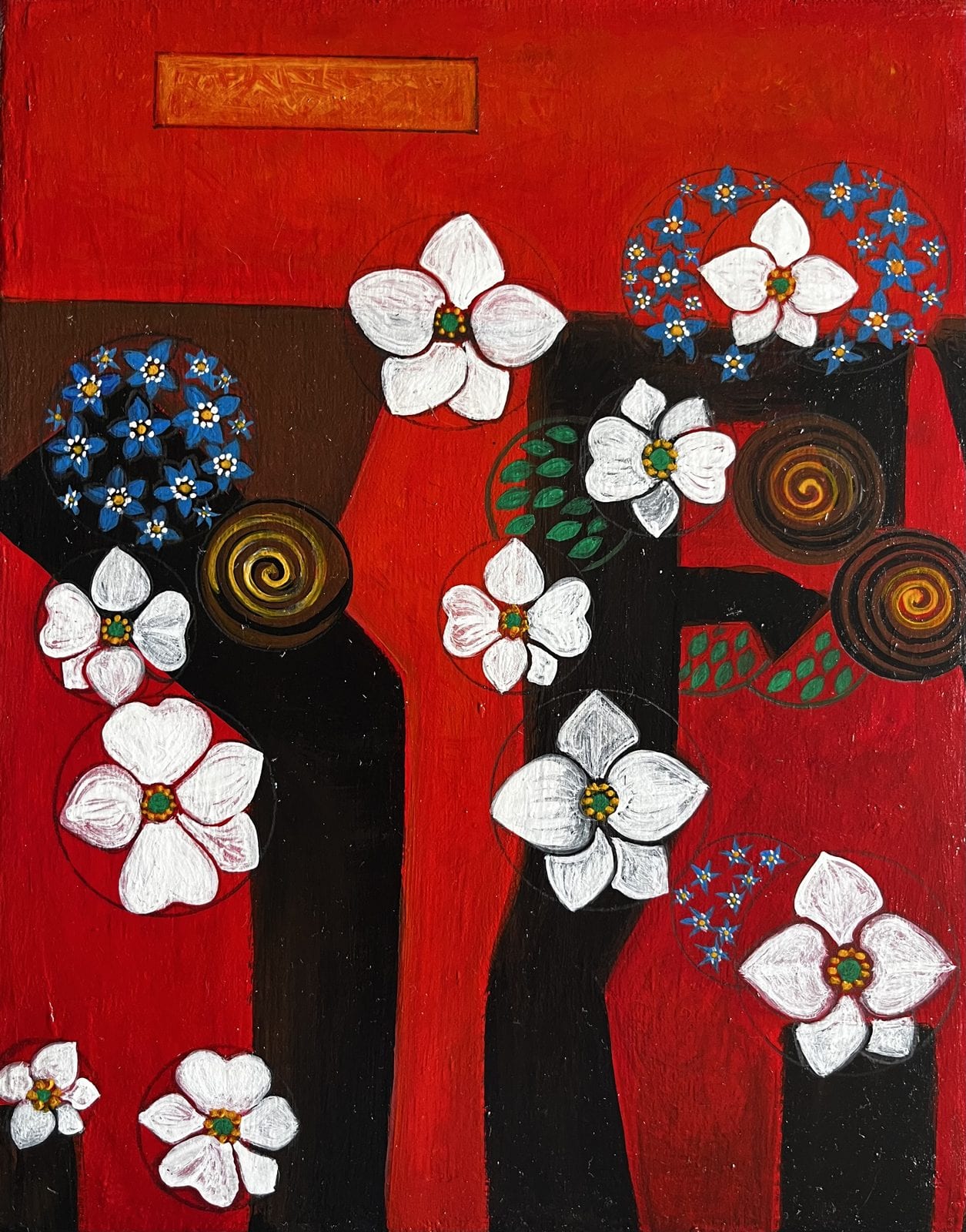 Jardín Rojo, Acrylic on board
